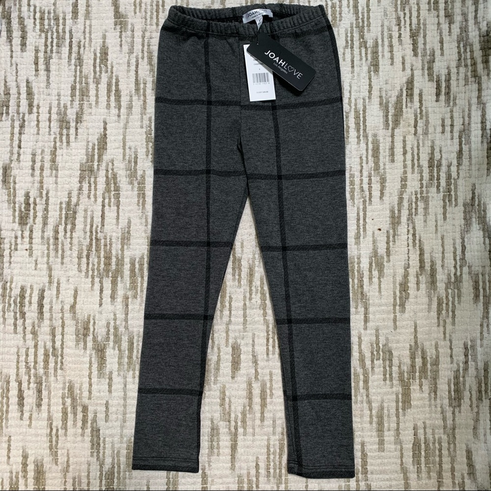 NWT Joah Love Inga plaid leggings charcoal size 6